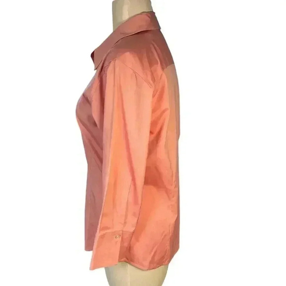 Eddie Bauer Salmon Pink 3/4 Sleeve Size Medium Stretch Winkle Resistant - Picture 4 of 11